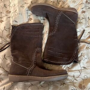 Nine West Boots Mid-Calf Suede Leather Chocolate Brown Slouchy Size 8M